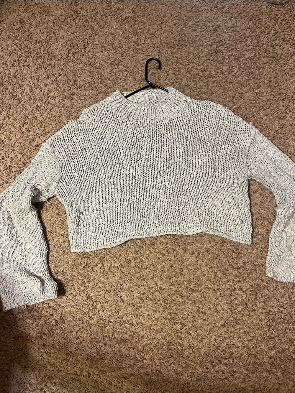 Anthropology Cozy Cropped Knit Sweater in Light Blue